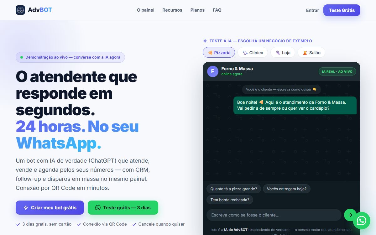 Tela do Agente de IA respondendo no WhatsApp
